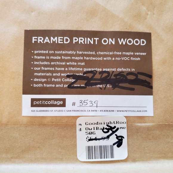 Original Art Print, Petit Collage Owl & Baby on wood, framed, Lorena Siminovich - Picture 5 of 5